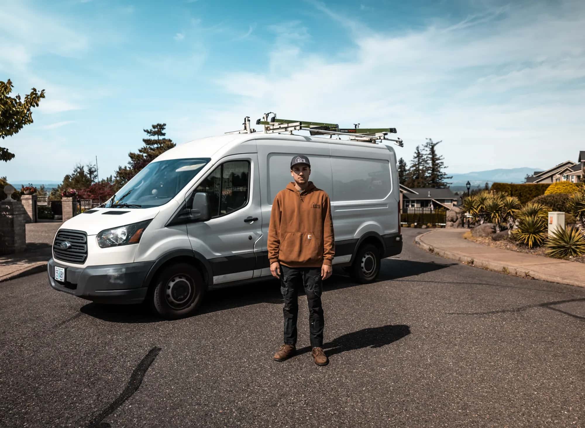 Ed, owner of Eds Heating & Air, standing by his service van