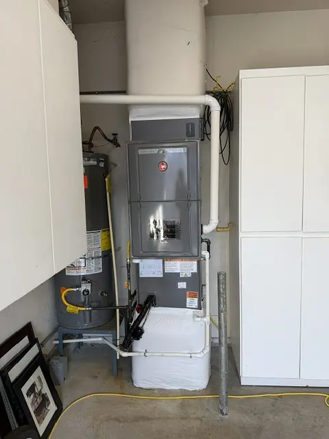 Furnace and water heater install in a garage