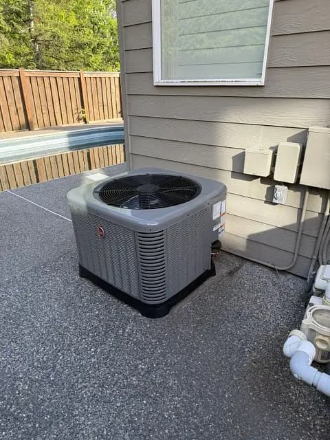 Rheem A/C condenser install, poolside