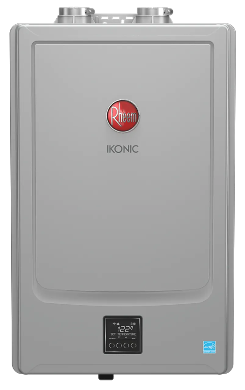 Rheem IKONIC Super High Efficiency Condensing tankless gas water heater with recirculating pump