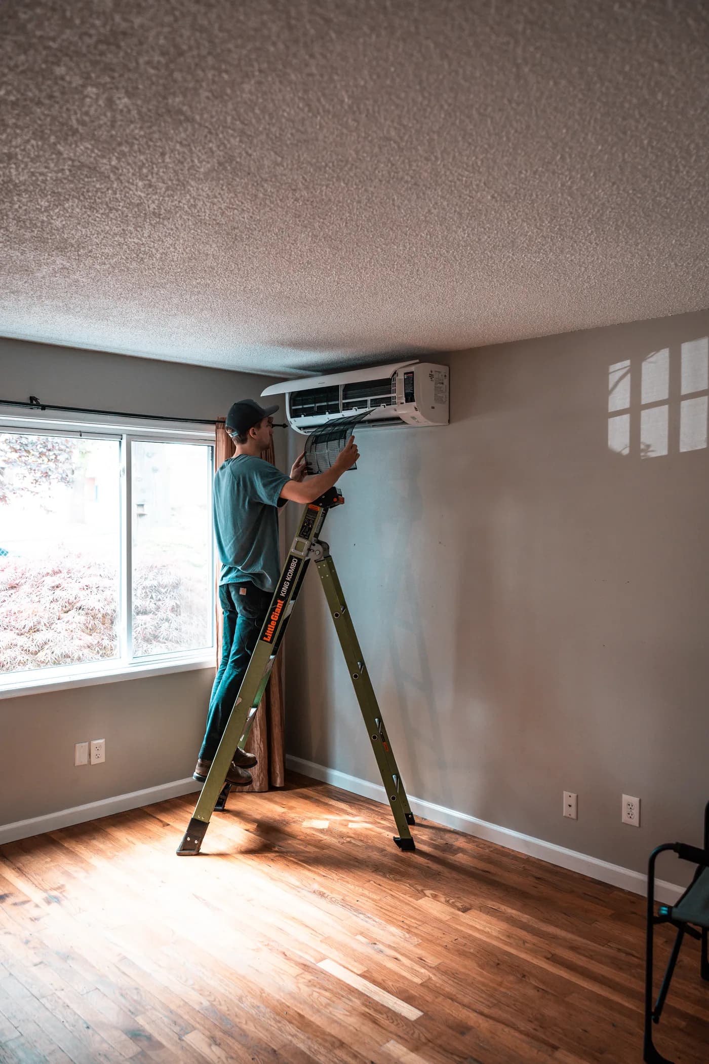 Newly installed ductless mini-split indoor unit